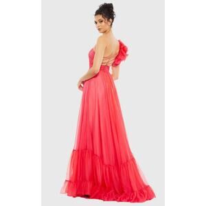 Mac Duggal A67941 - One-Sleeve Lace-Up Back Prom Gown HOT PINK Size 8 gala party